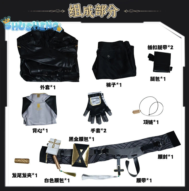 Wuthering Waves Rover Cosplay Costume Wig Male Uniform Main Character Resonator Necklace Halloween Party Women Men Props