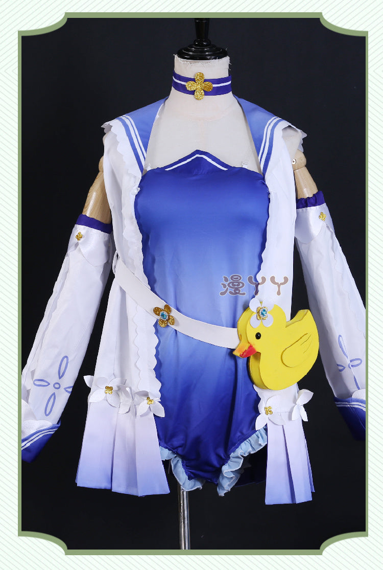 Genshin Impact Barbara Cosplay Costume Women Cute Swimsuit Coat Halloween Carnival Uniforms Full Set with Bag Hat Custom Made