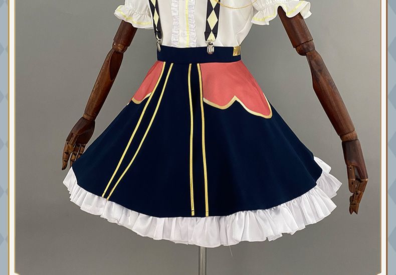 Anime Virtual YouTuber Ace Taffy Cosplay Costume VTuber British Style School Uniform Shirt Strap Dress Wig Woman Cute Party Suit