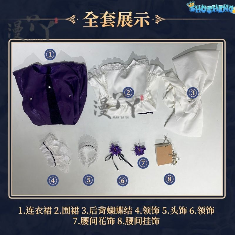 Game Reverse:1999 Tuesday Christine Cosplay Costume St. Pavlov Foundation Deep Purple Maid Dress Woman Sexy Cute Party Suit