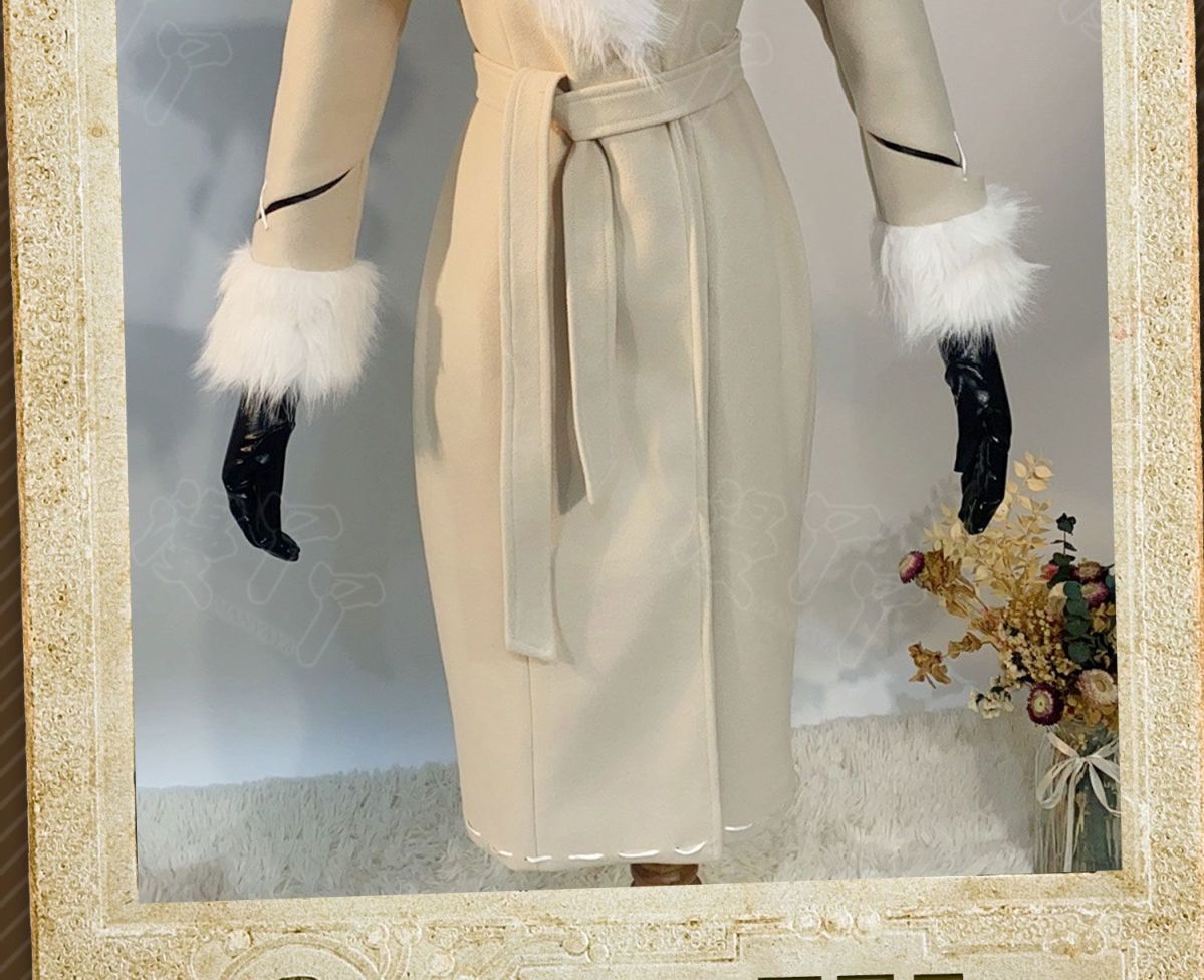 Evelyn Mora Cosplay Game Identity ⅤMs. Farrow Cosplay Costume Woman Coat Scarf Necklace Gloves Outfit Set for Women Clothing