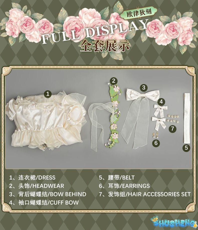 Eurydice Little Girl Cosplay Game Identity V Costume Girl Memory Alice Dress Headgear Wig Set Halloween Party Outfit Women