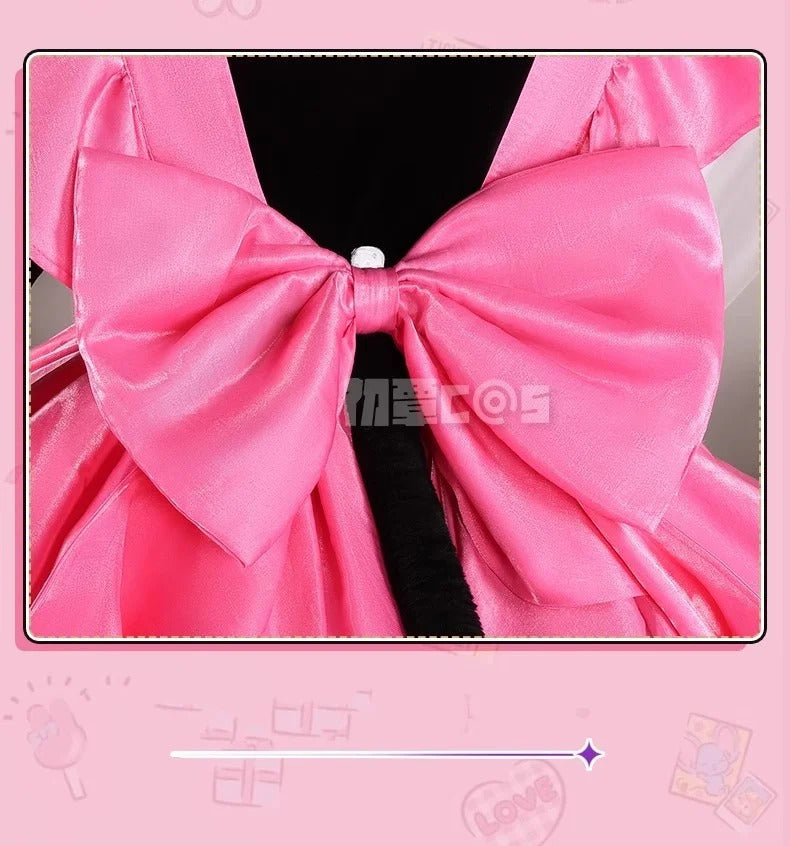 Shusheng-R Kinomoto Sakura Cosplay Costume Anime Card Captor Sakura DUDU-R Women Halloween Cute Black Pink Dress THE THUNDER Ears Tail
