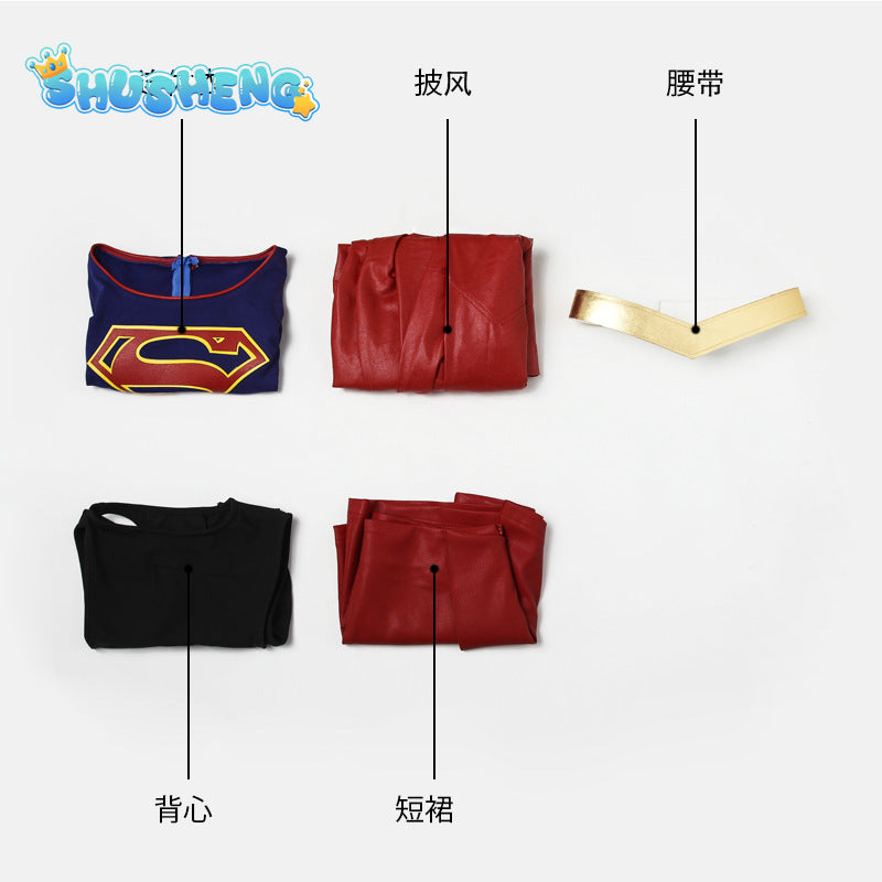 Supergirl Cosplay Outfit Superhero Kara Zor-El Danvers Halloween Costumes Jumpsuit Skirt Girl Comic Con Suit