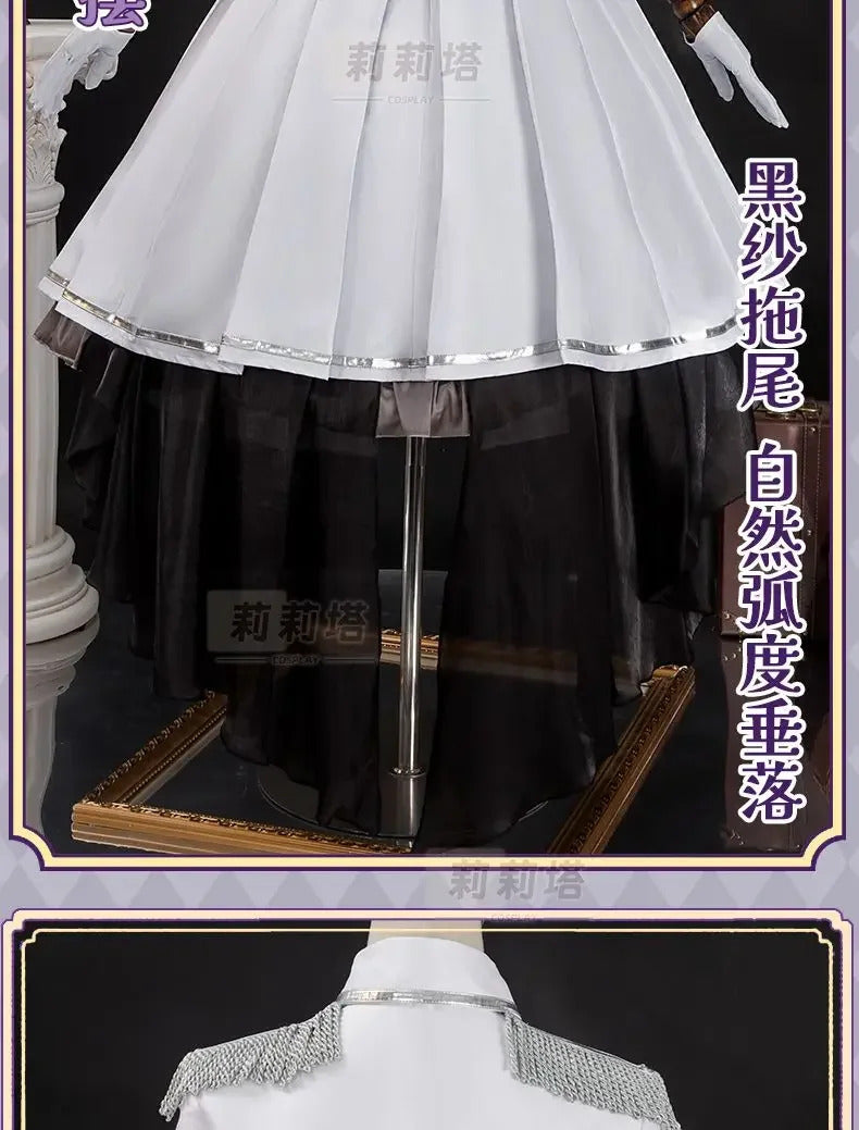 Shusheng-R Tokisaki Kurumi Nightmare Cosplay DATE A LIVE The White Queen Costume Halloween Party Lolita Dress Wig Props Women's Sweet Set