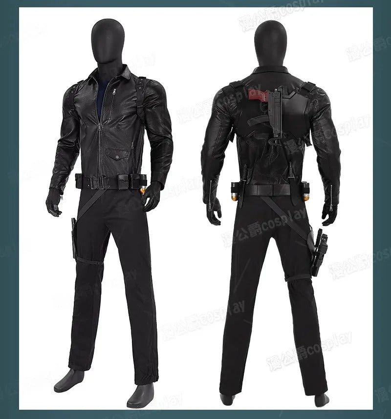 Thunderbolts Bucky Barnes Cosplay Winter Soldier Costume Halloween Men's Fantasy Uniform Coat Props Shoes Accessories Net Set