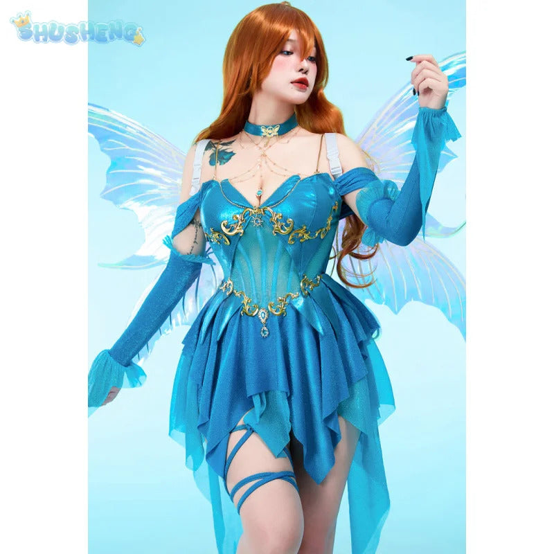 Movie New Bloom Cosplay Club Costume Halloween party sexy dress accessories prop wing set women fashion Bloom uniform