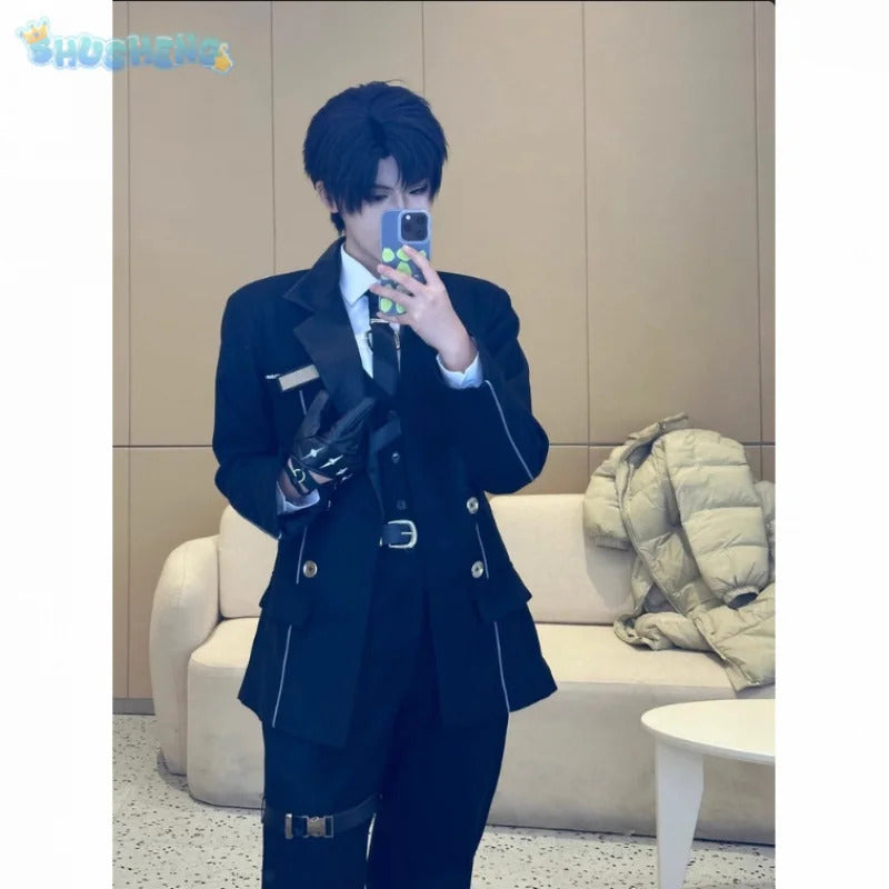 Shusheng-R Game Love and Deepspace Rafayel Xavier Zayne Sylus Cosplay Costume Halloween party handsome suit pants shirt tie Man uniform set