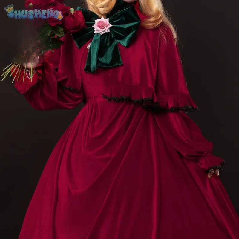 Rozen Maiden Shinku Cosplay Reiner Rubin Costume Cloak accessories Props Halloween carnival gorgeous red oversized dress set