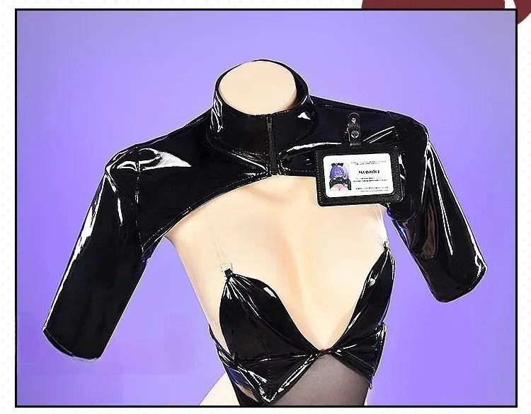 Game Sur Lane Mogador MNF Cosplay Costume Halloween party sexy black leather jumpsuit uniform accessories wig props women's set