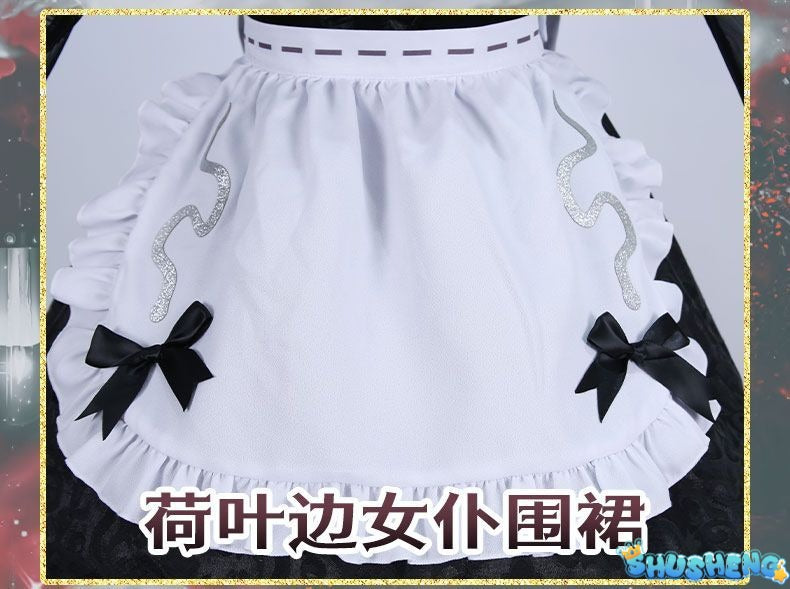 Fiona Gilman Priestess Cosplay Game Identity V Women Costume Black Dress Priestess Crismon Cosplay Wig