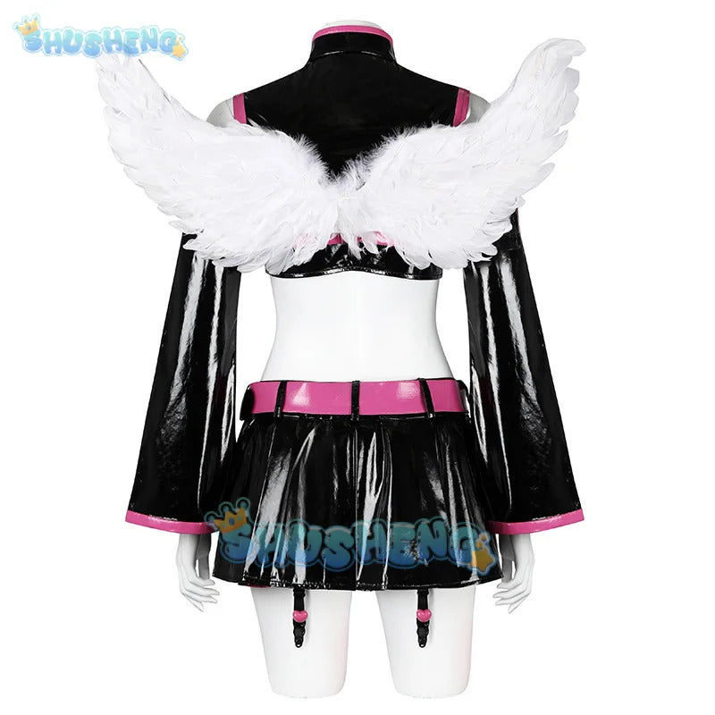 Lilysa Amano Liliel Cosplay Costume Wig Skirt Anime 2.5 Dimensional Seduction Uniform Wings Headwear Halloween Party for Women
