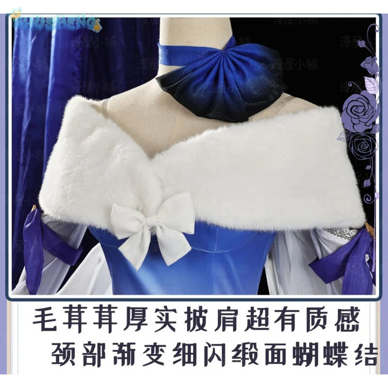Shusheng-N Game Genshin Impact Keqing Cosplay Costume Halloween Carnival Sweet Lolita Dress Props Wig Accessories Women's New Keqing Set