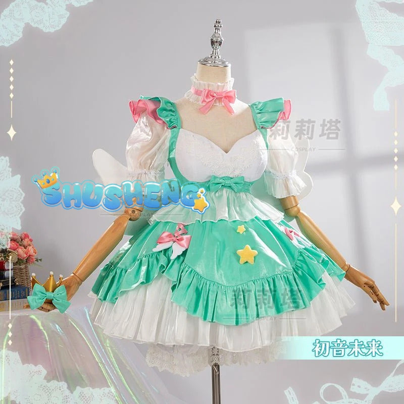 Miku cosplay cute princess Loli dress Miku wig play a full set of dresses for Christmas and Halloween