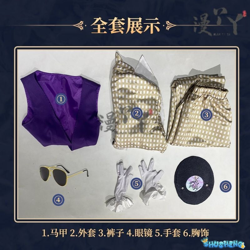 Jose Baden Cosplay Game Identity V Costume Pirate Radio First Costume Grid Uniform Suit Halloween Party Outfit for Man