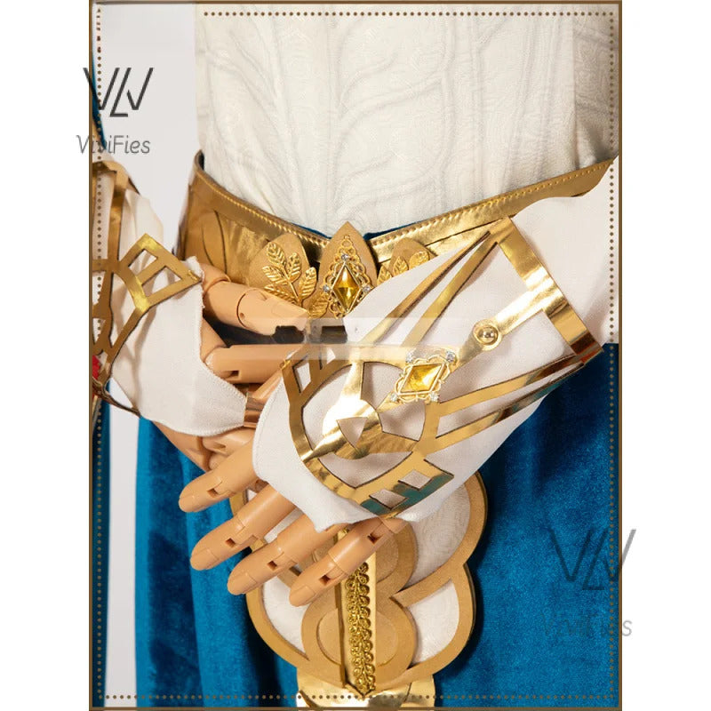 Blue velvet princess dress Zelda cosplay costume woman top skirt outfit full set and wig are sold custom size