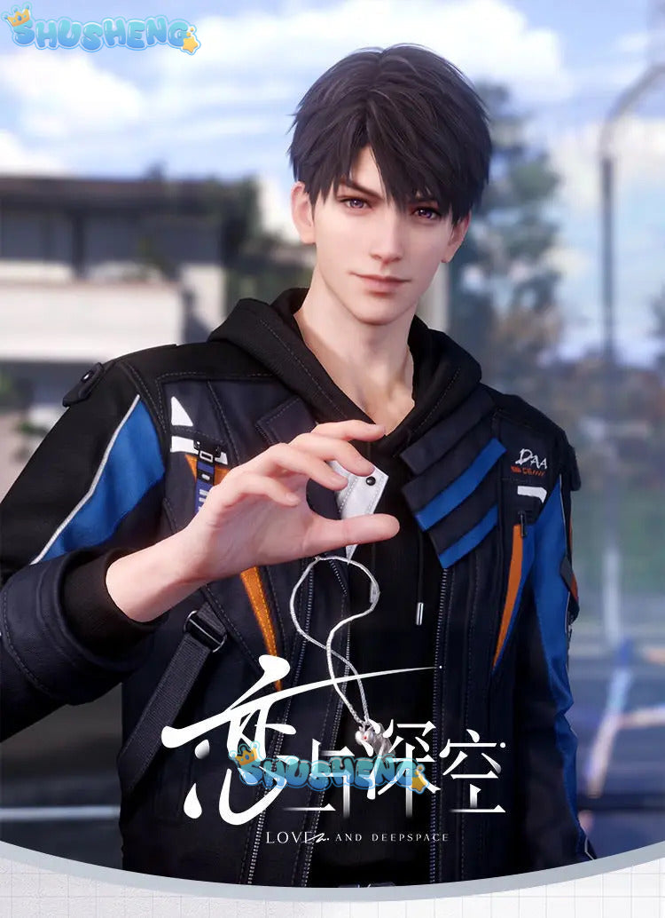 Game:Love And Deepspace Cosplay Caleb Childhood Friend Cos Costume Jacket Daywear Metal Square Necklace