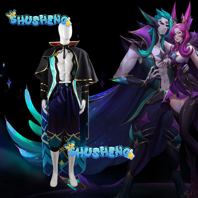Game LOL The Guarder of Star Rakan Cosplay Costume Top Pants Cloak Men Uniform Halloween Suits