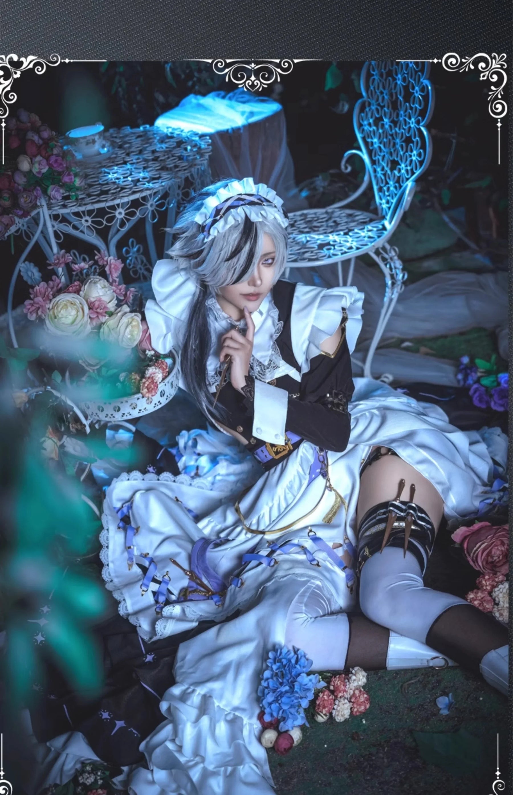 Game Nu: Carnival Blade Cosplay Costume Halloween Carnival Sweet Maid Dress Accessories Prop Set Woman Man Lolita Blade Uniform