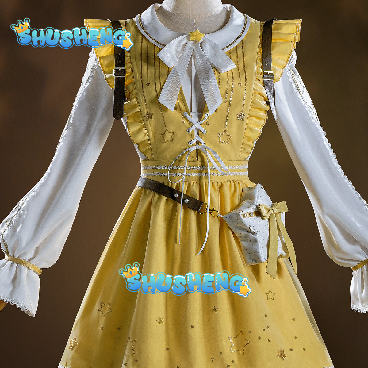 Game Identity V Cosplay Toy Merchant Anne Lester Cosplay Costume Wig Halloween Play Party Stage Yellow Braid Hair Costume Props
