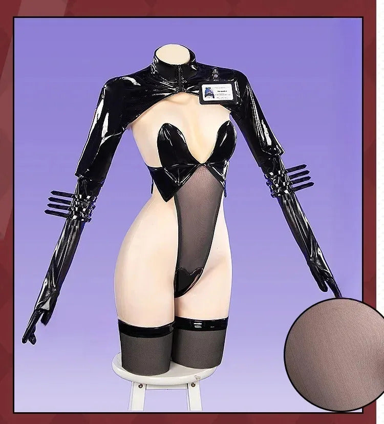 Game Sur Lane Mogador MNF Cosplay Costume Halloween party sexy black leather jumpsuit uniform accessories wig props women's set