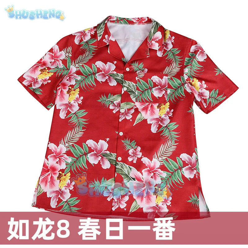 Game Kasuga Ichiban Cosplay Like a Dragon: Infinite Wealth Cosplay costume T-shirt Short-sleeved shirts Prop Party play For Men