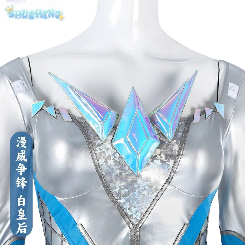 White Queen Emma Grace Frost Rivals cosplay costume High quality women fantasy jumpsuit shoes props shoulder armor Halloween set