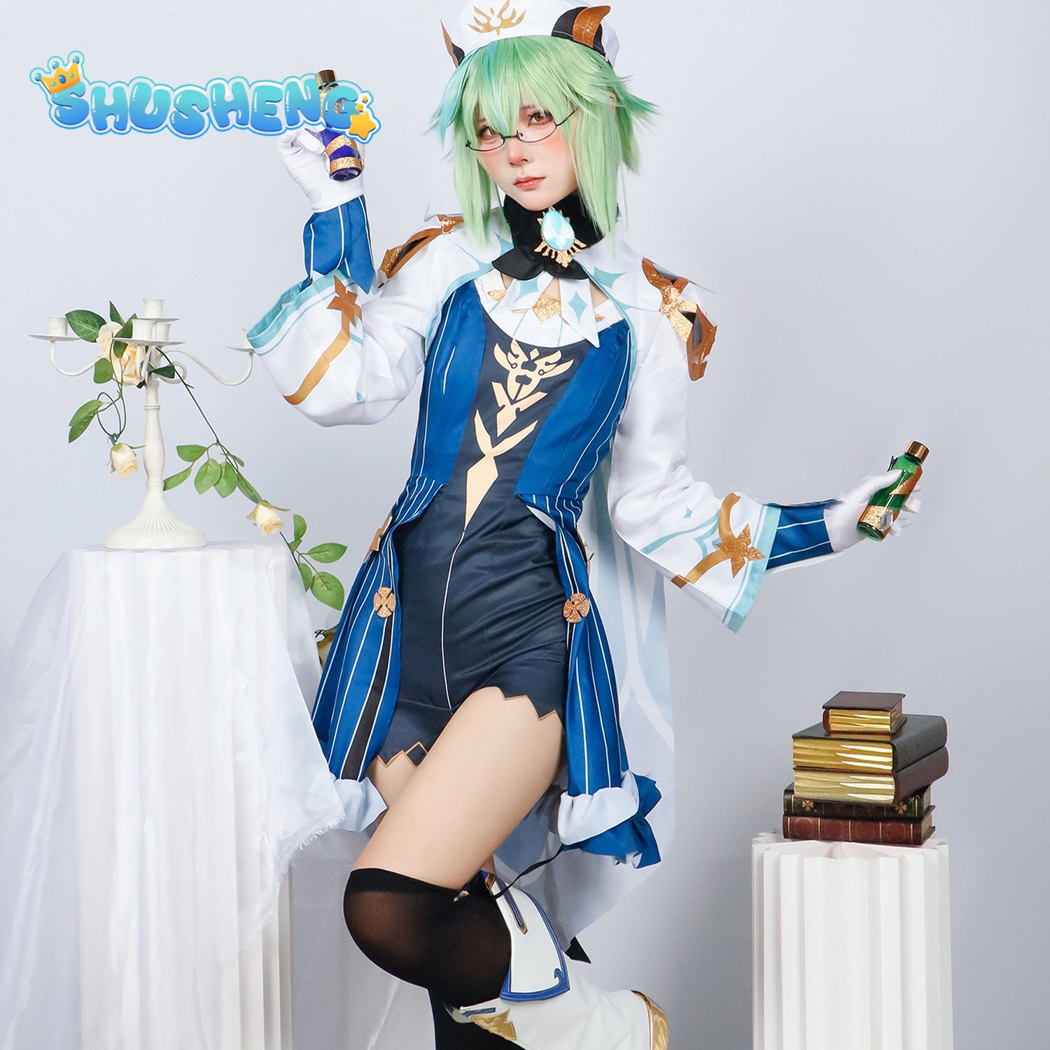 Genshin Impact Sucrose Cosplay Costume Adult Carnival Uniform Wig Anime Halloween Party Outfit For Women Full Set Women Game