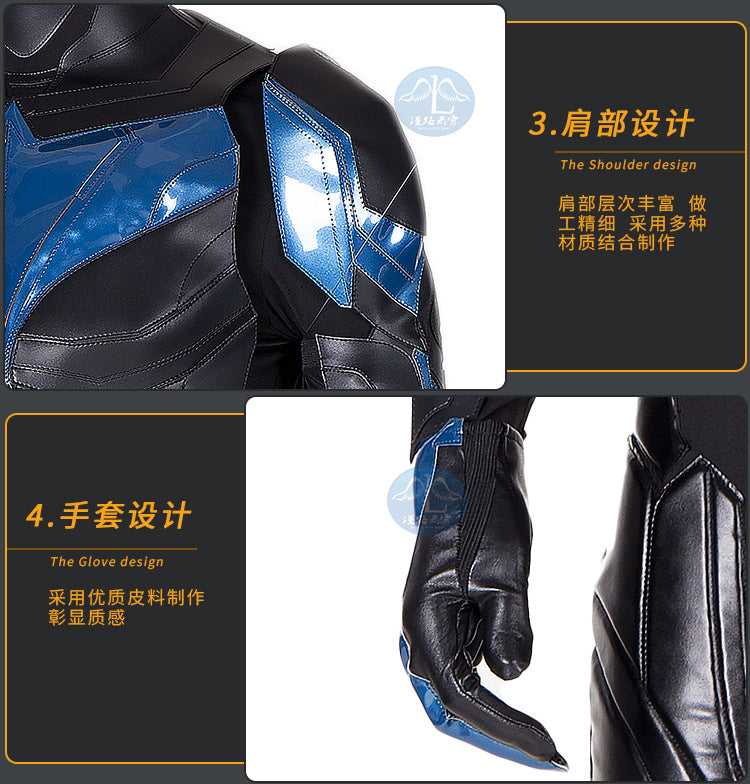 Titans Nightwing Cosplay Costume Carnival Halloween Cosplay Dick Grayson Jumpsuit Superhero Robin Outfit Fancy Men Costume
