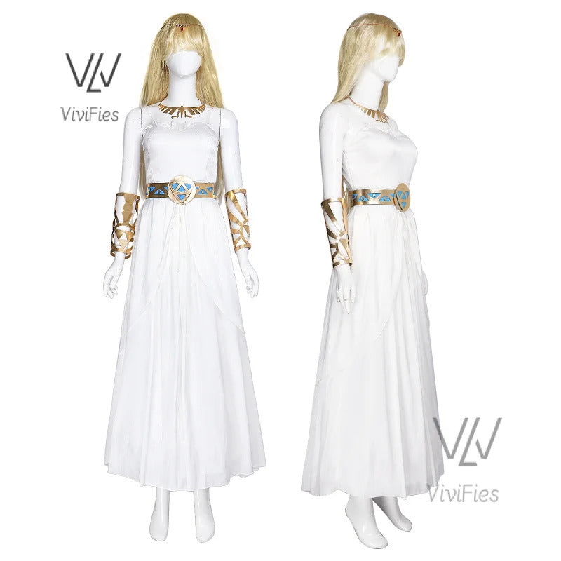 Game Zelda Princess Dress Cosplay Elegant Sexy Fairy Clothing Uniform Headdress Accessories Set Halloween Woman Costume Outfit