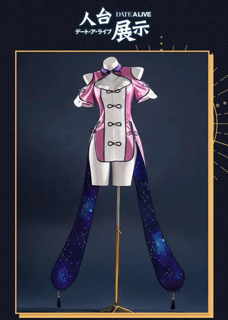 Shusheng-R Anime Date A Live Mukuro Hoshimiya Cosplay Costume Dress Spirit Form Outfit Lilac White Astral Qipao Halloween for Women Girls