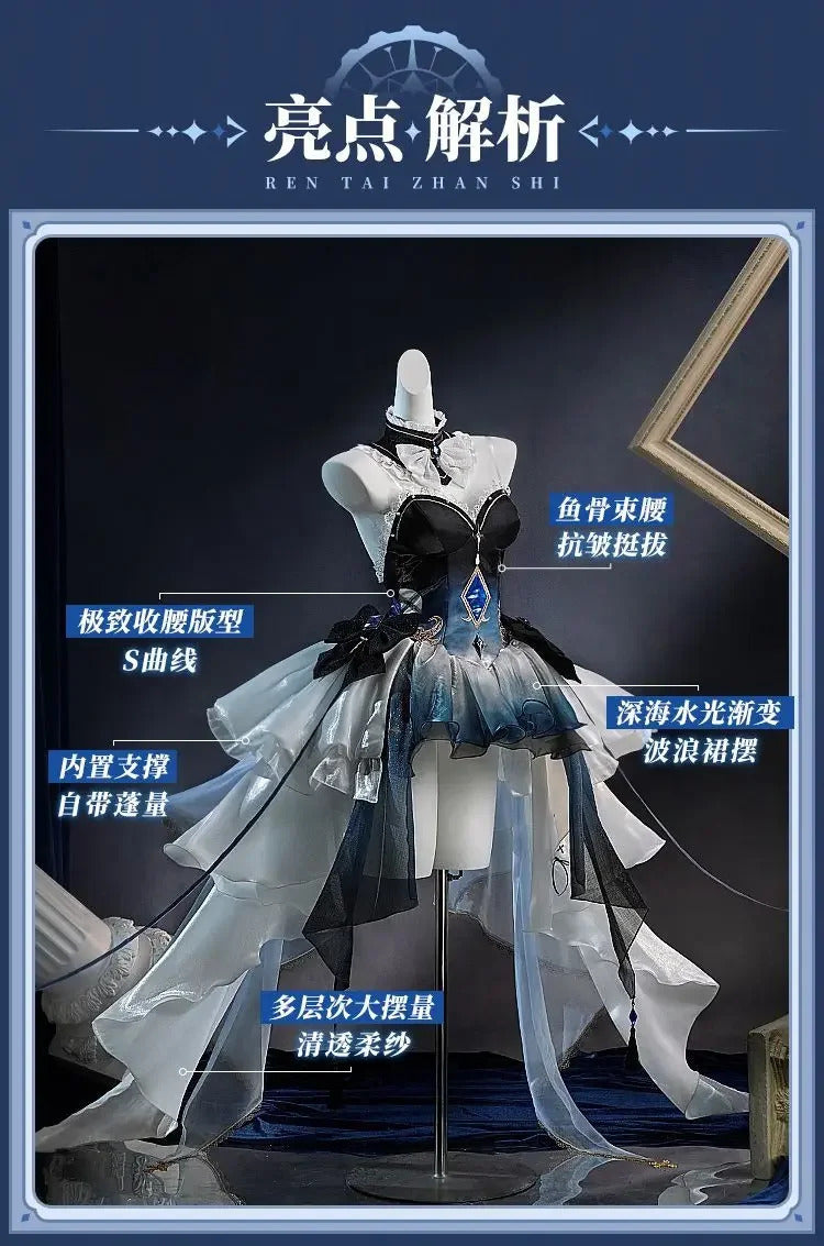 Focalors Genshin Impact Hydro Archon Cosplay Furina Costume Gorgeous Dress Female Wig Props Halloween Party Dress Complete Set