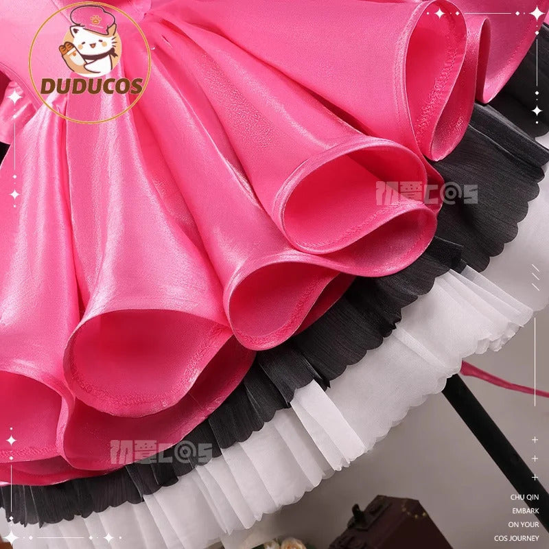 Shusheng-R Kinomoto Sakura Cosplay Costume Anime Card Captor Sakura DUDU-R Women Halloween Cute Black Pink Dress THE THUNDER Ears Tail
