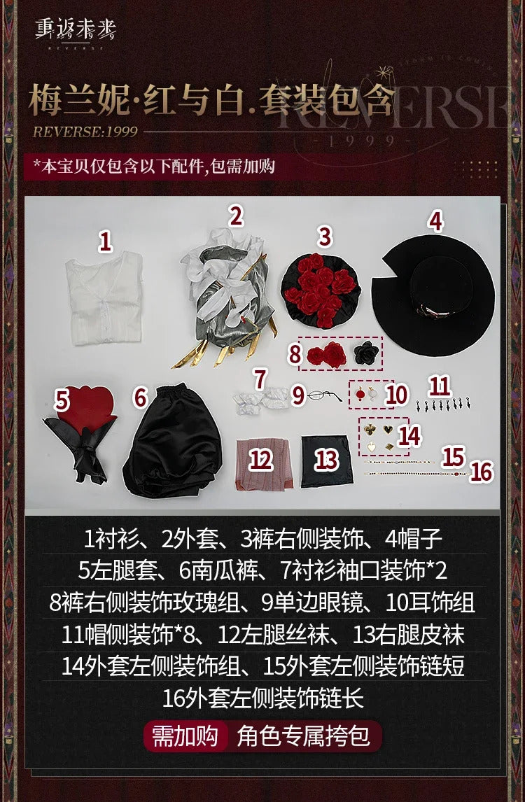 Reverse:1999 Melania Melania Ramirez Cosplay Costume Coat shirt hat socks glasses prop set Halloween sweet Woman New uniform