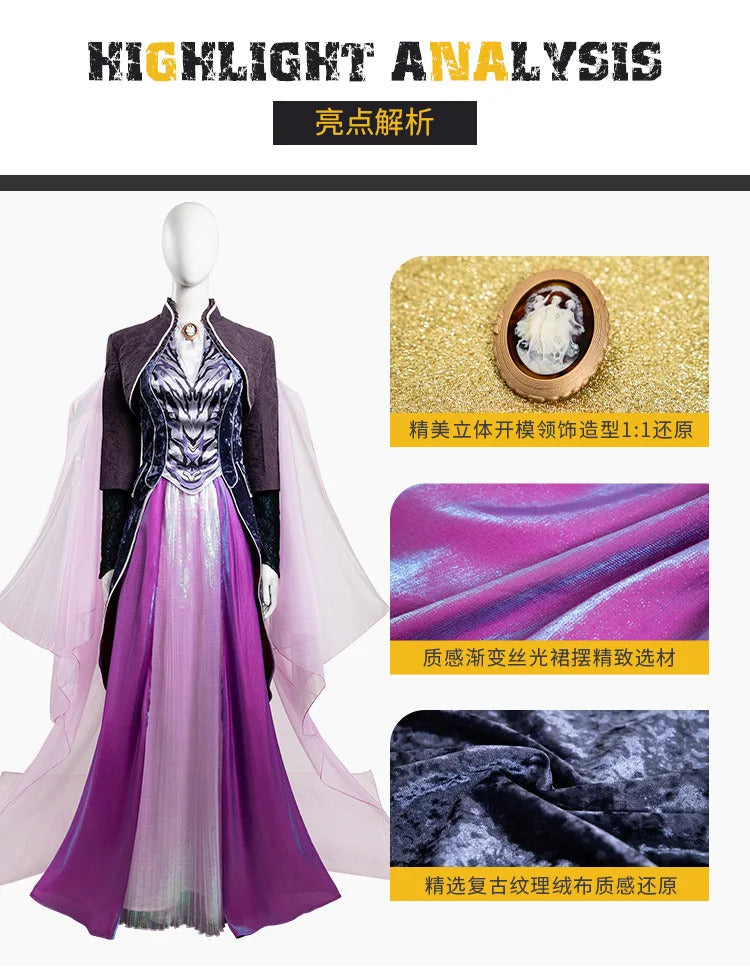 Movie Agatha Harkness Cosplay Agatha Cos All Along Costume New Elegant Dress Coat Shawl Accessories Set Christmas Party Full Set