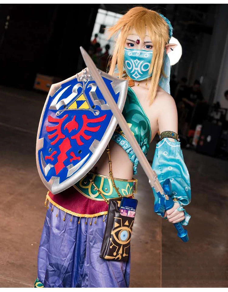 Game Link Zelda Cosplay Costume Heroes veil Wigs and ear accessories set Link Carnival Halloween for Adults Men Woman S-XXL