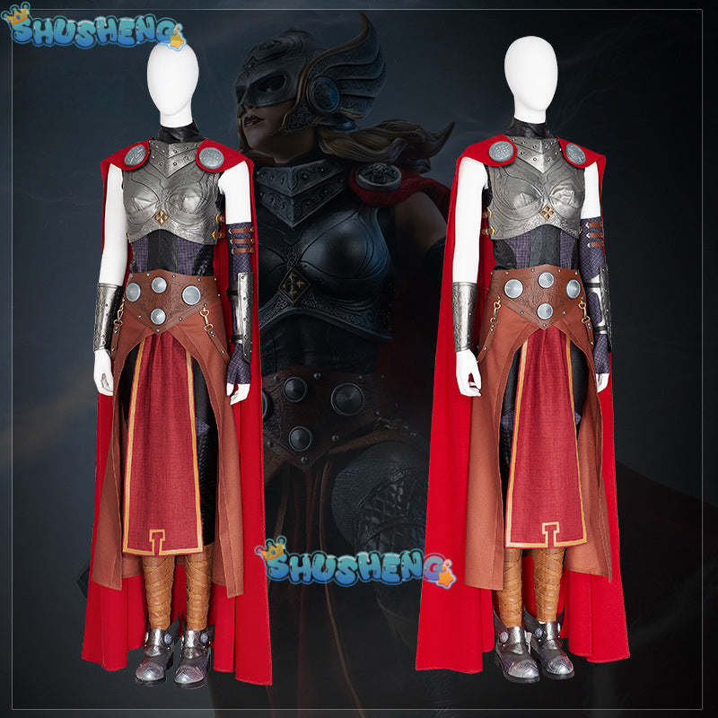 Lady Thor Jane Foster Cosplay Costume Love and Thunder Halloween Party Women's Thor Cape and Uniform Outfits