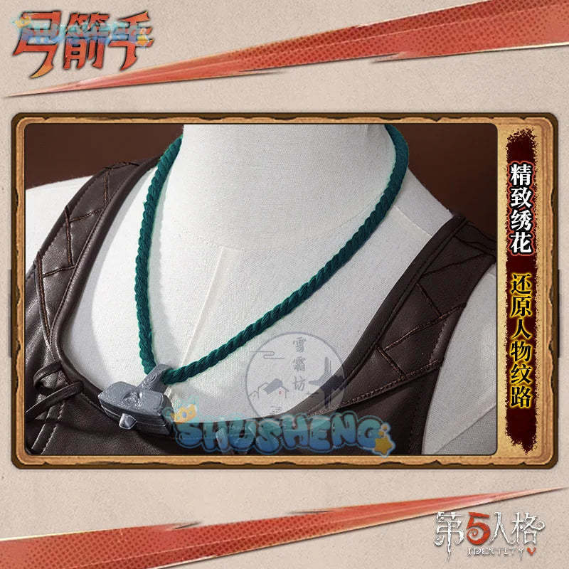 Shusheng-R Identity V Archer Cosplay Costume Brynhildr Vilulf Uniform Glasses Eye Patch Halloween Party for Women Girls Carnival Props