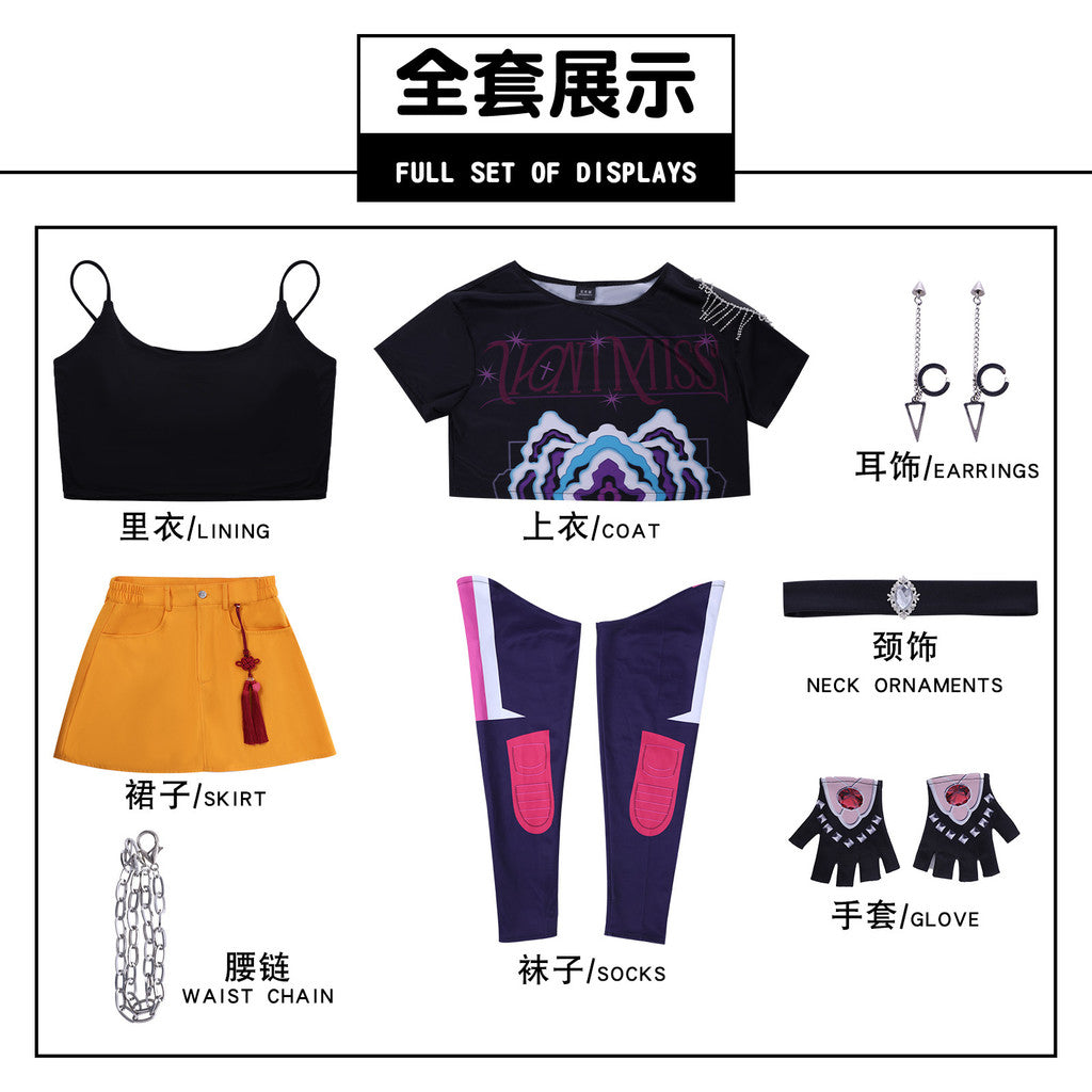 K-POP cosplay costume Cos Hunters Superstar Lumi Mira Zoe Cosplay Costume Anime KPop Demon Full Set Girl Group Suit Women Halloween Party Roleplay