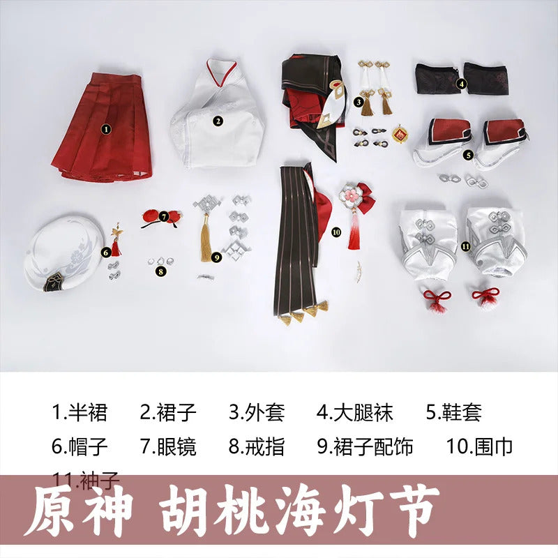 Genshin Impact Hu Tao Cosplay Costume Sea Lantern Festival Uniform Halloween Carnival Party Christmas Play Role Clothes Clothing
