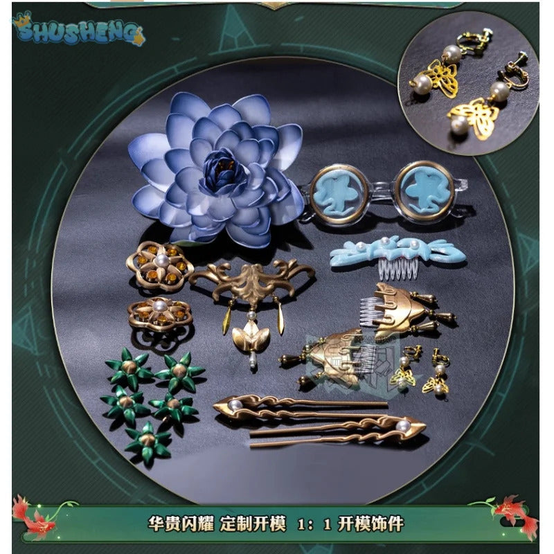 Shusheng-R Identity Ⅴ Emily Dyer Doctor Lydia Jones Cosplay Costume Halloween carnival Gorgeous Chinese style dress accessories prop set