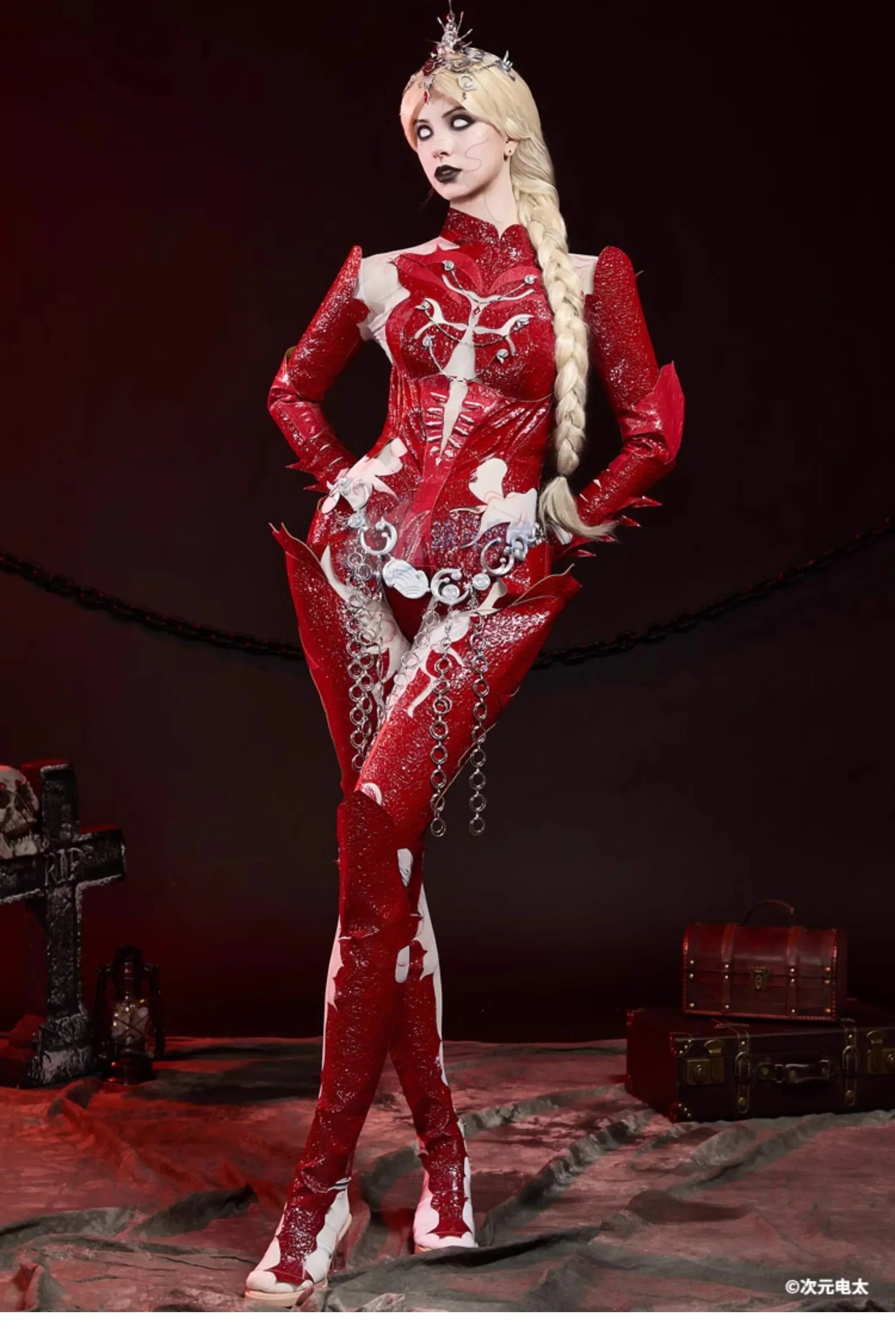 Orin The Red Baldur's Gate 3 Cosplay Costume Halloween party sexy leather blood red jumpsuit armor props wig uniform Woman set
