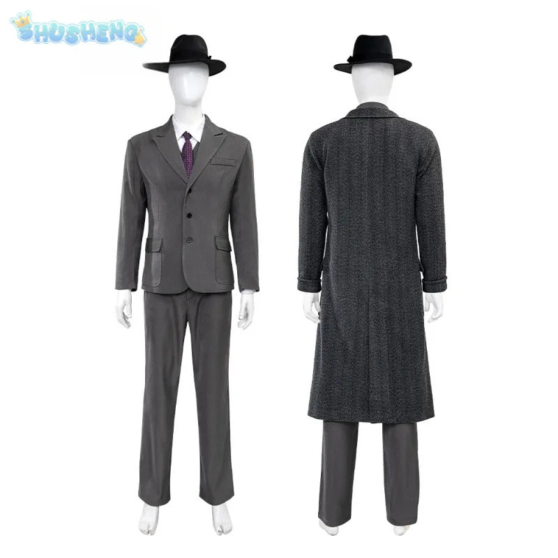 Shusheng-R Movie Noir Man Spider Cosplay Peter Parker Costume Man Fantasia suit coat vest for sale tie hat shoe set Halloween uniform