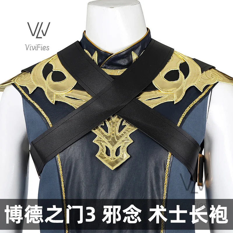 The Dark Urge Cosplay Costume BG3 Male White Dragonborn and a Sorcerer Outfits Shoes Full Set Halloween Carnival Party Clothing