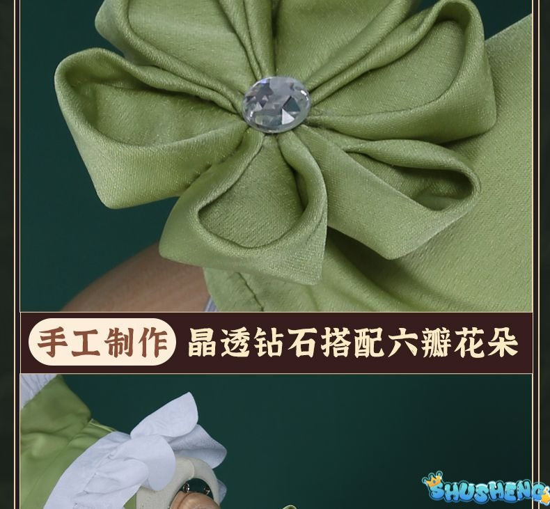 New Mikuu Matcha Sakura Green Cosplay Costume Parfait Apron Long and Wide Sleeved Dress Girl Kimono Wig Women Birthday Party Gift