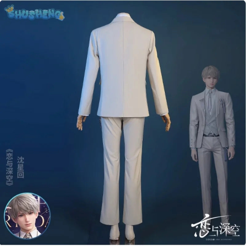 Shusheng-N Love and Deepspace Xavier Cosplay Costume Coat pants vest shirt brooch tie Halloween party fashion uniform Woman Man New set