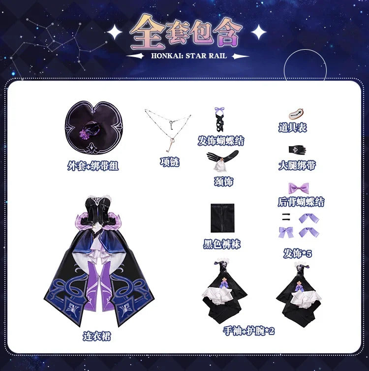 Shusheng Honkai Star Rail The Herta Cosplay Costume Dress Hat Uniform Headwear Halloween Party for Women Girls Props Accessory