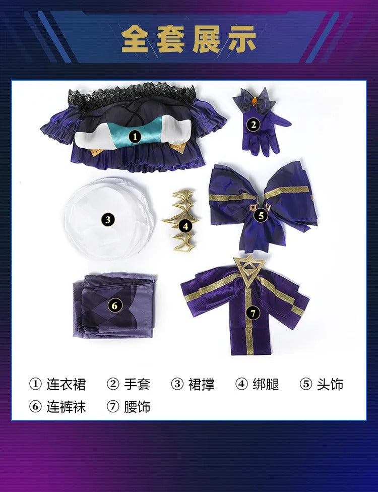 Shusheng-R LOL Gwen Cosplay Costume Dark Gothic Style Ruined Doll Outfit League Legends Cos Women Halloween Party Dress Custom