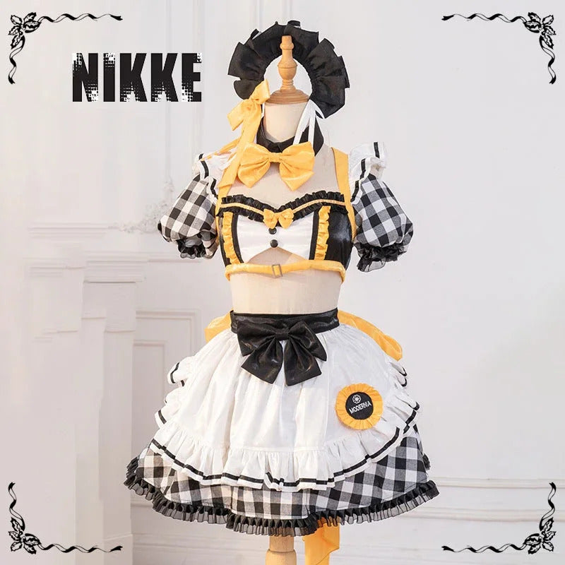 Goddess of Victory: Nikke Modernia Cosplay Marian Costume Sweet maid Lolita dress headband necklace prop Halloween women set