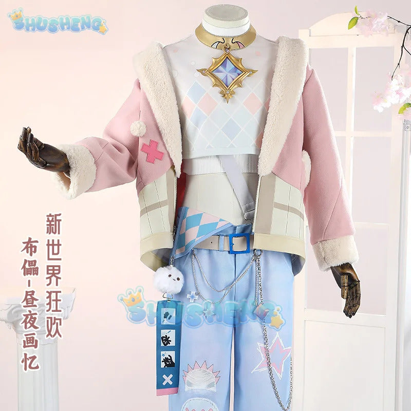 Game Nu:Carnival Blade Cosplay Costume Uniform Halloween Carnival Party Christmas Play Role Pink Coat Pants Hat Full Set for Men